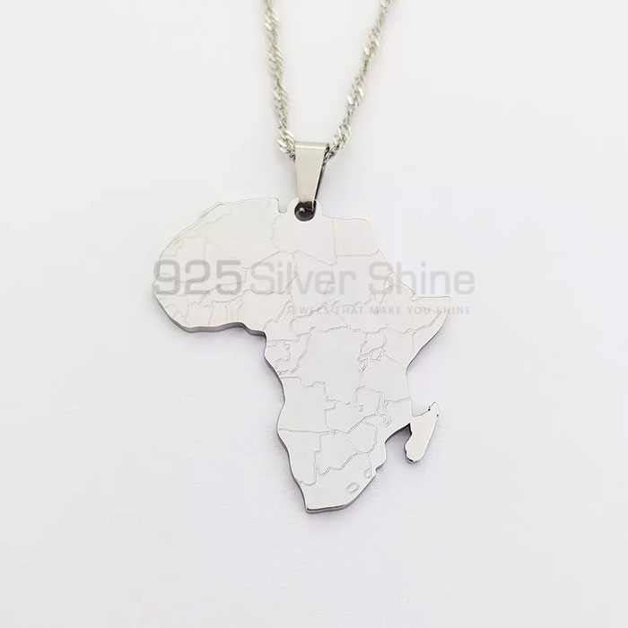 Wholesale Africa Map Minimalist Necklace In Sterling Silver MPMN366