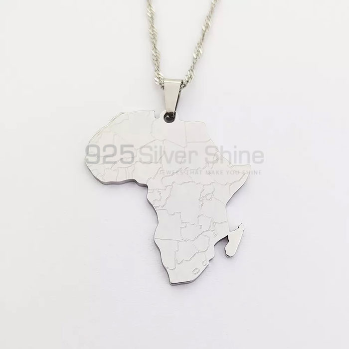 Africa Map Minimalist Necklace In Sterling Silver MPMN366