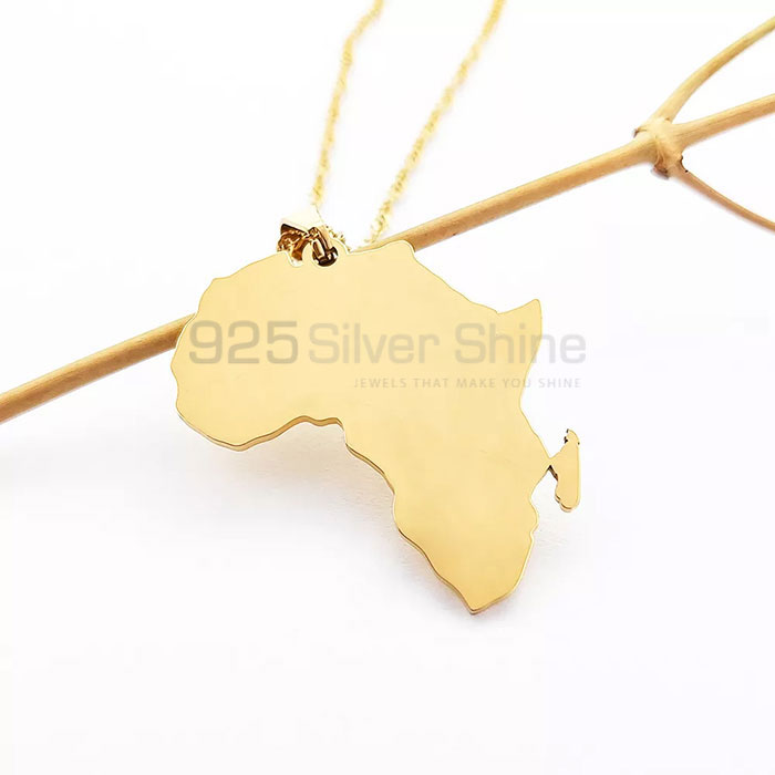 Wholesale Africa Map Minimalist Necklace In Sterling Silver MPMN366_0