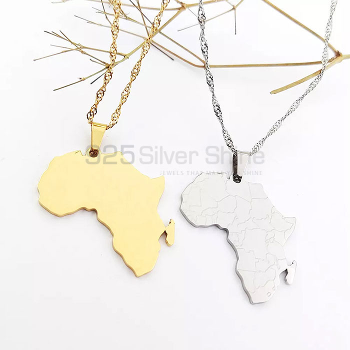 Wholesale Africa Map Minimalist Necklace In Sterling Silver MPMN366_1