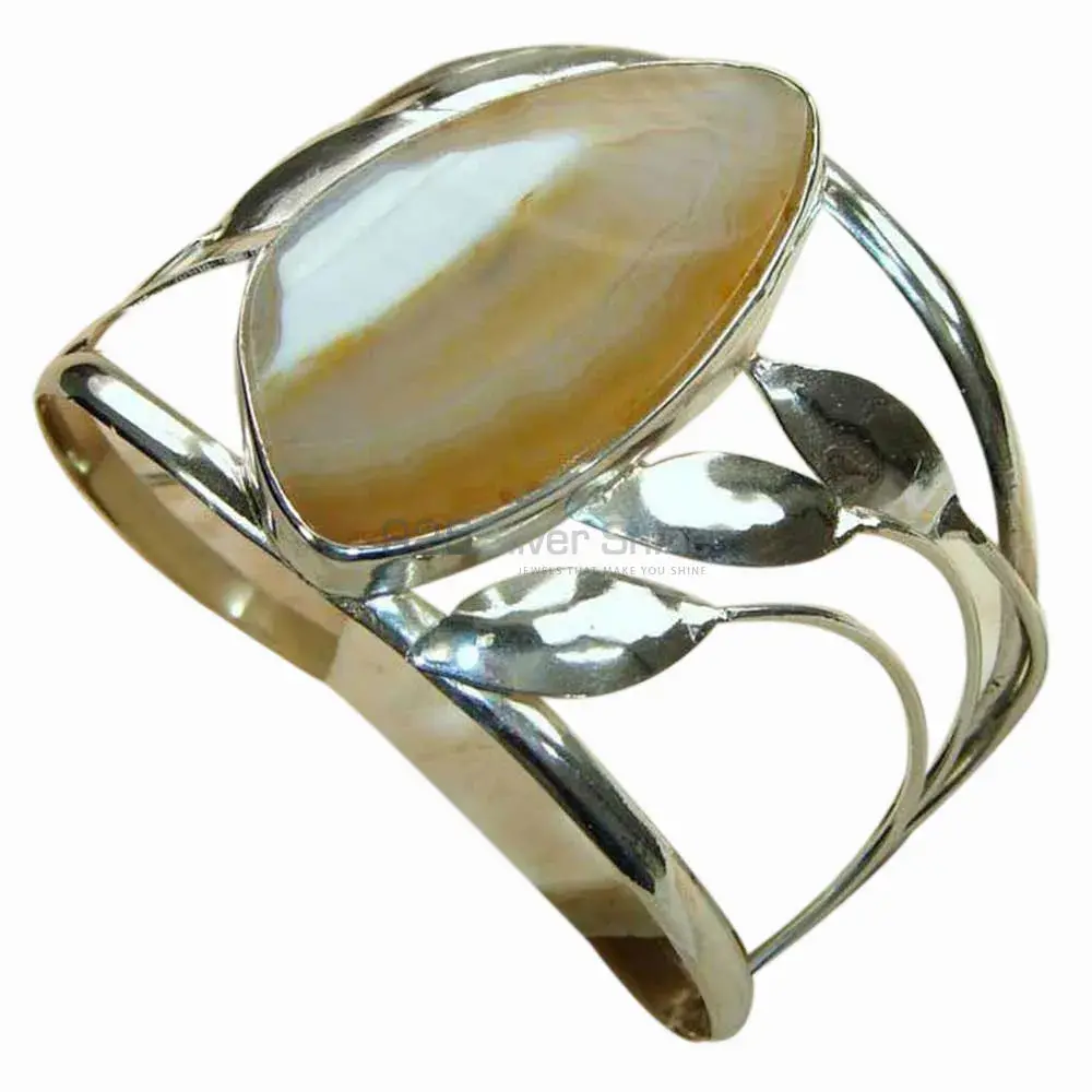 Wholesale Agate Gemstone Cuff Bangles In 925 Sterling Silver Jewelry 925SSB136