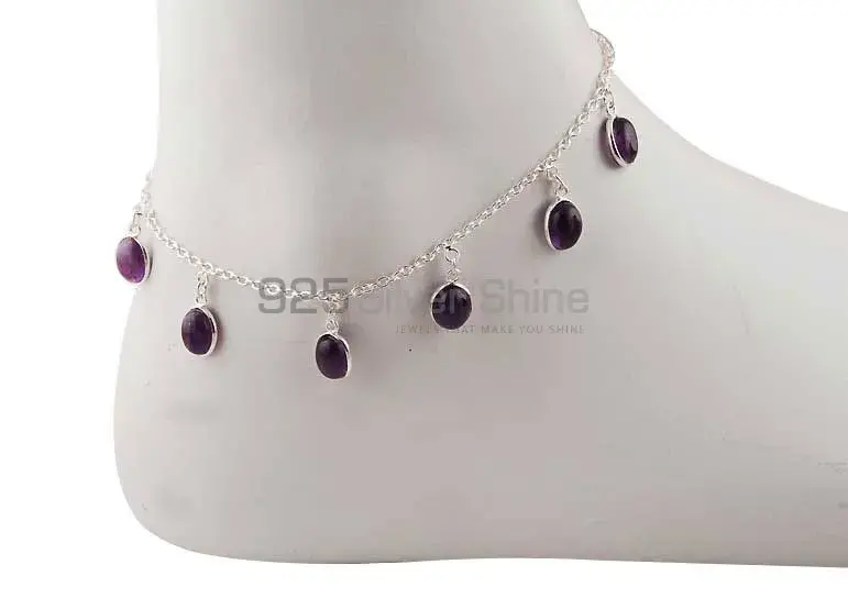 Wholesale Amethyst Gemstone Anklet In 925 Silver Jewelry