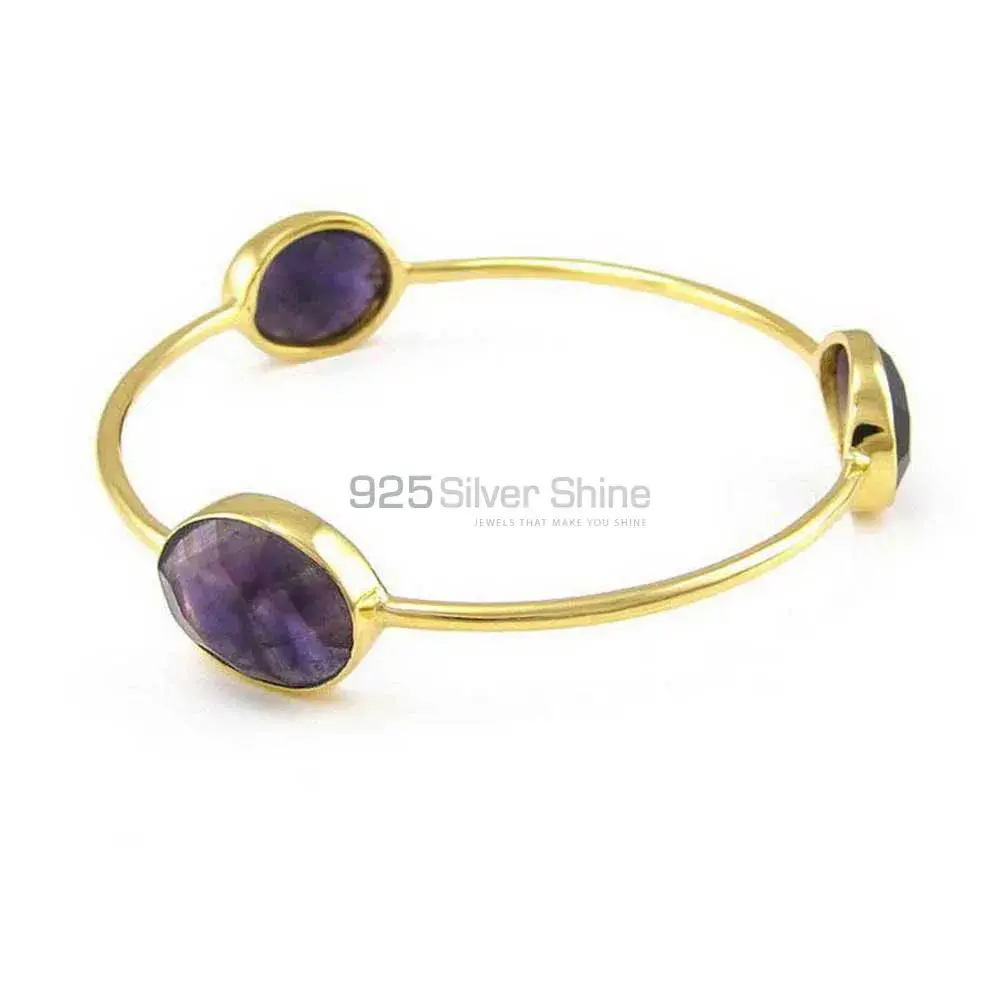 Wholesale Amethyst Gemstone Bracelet In Gold Plated 925 Silver Jewelry 925SSB67