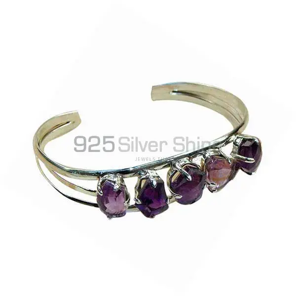 Wholesale Amethyst Gemstone Handmade Cuff Bangles In 925 Sterling Silver Gold Plated 925SSB123