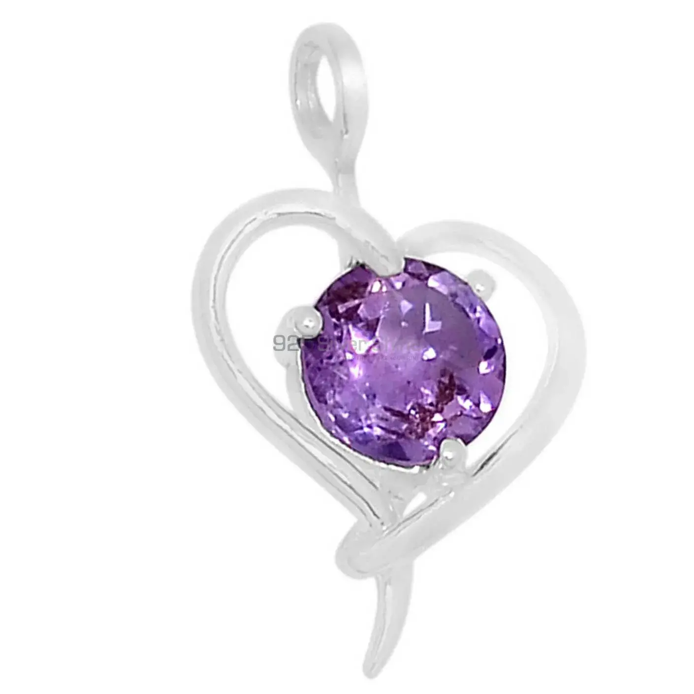 Wholesale Amethyst Gemstone Handmade Pendants In 925 Sterling Silver Jewelry 925SSP309-1_1