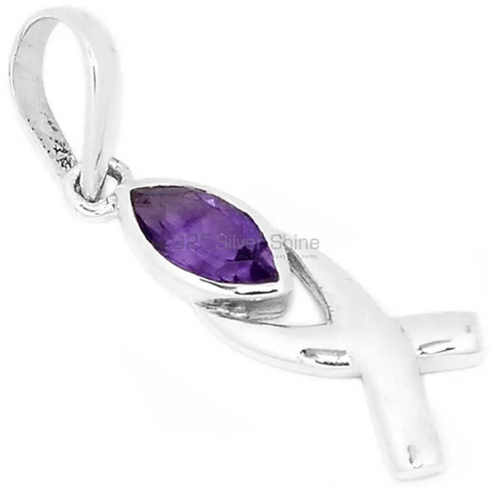 Wholesale Amethyst Gemstone Handmade Pendants In Solid Sterling Silver Jewelry 925SP283-6