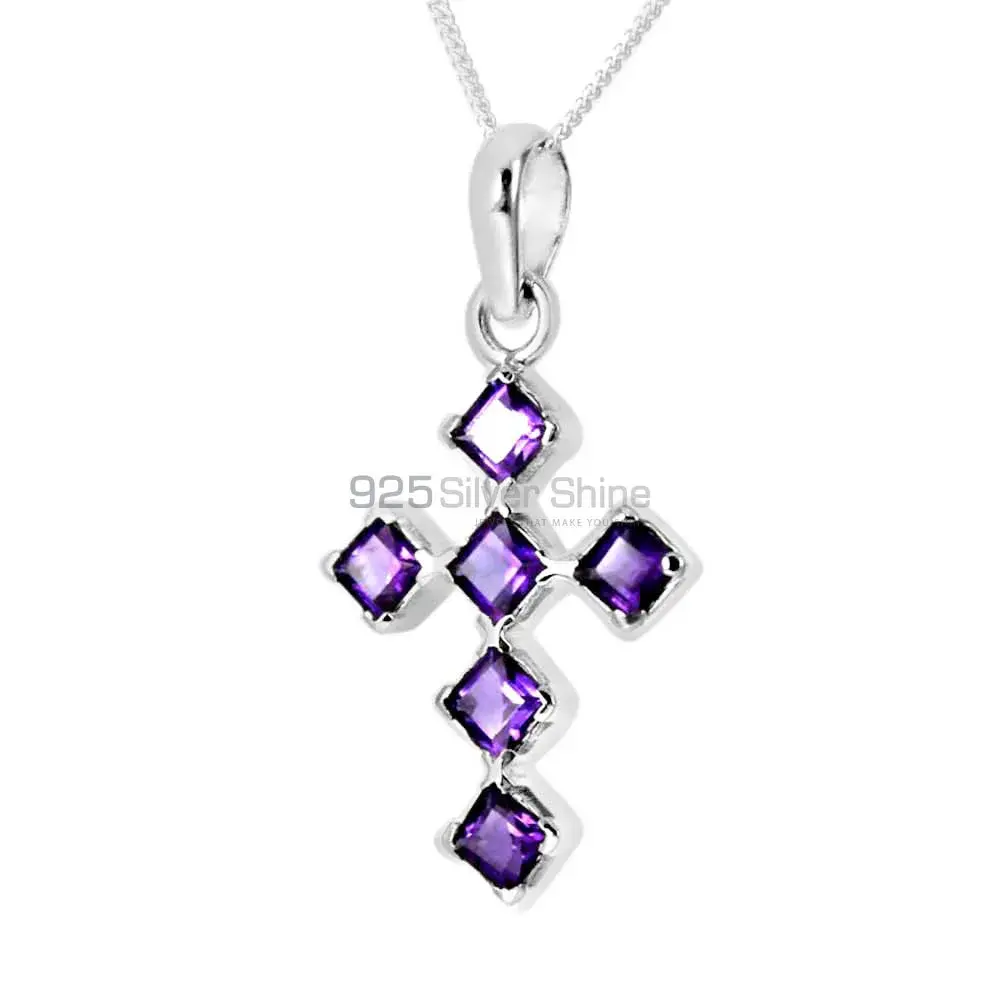 Wholesale Amethyst Gemstone Pendants Exporters In 925 Solid Silver Jewelry 925SP228-3