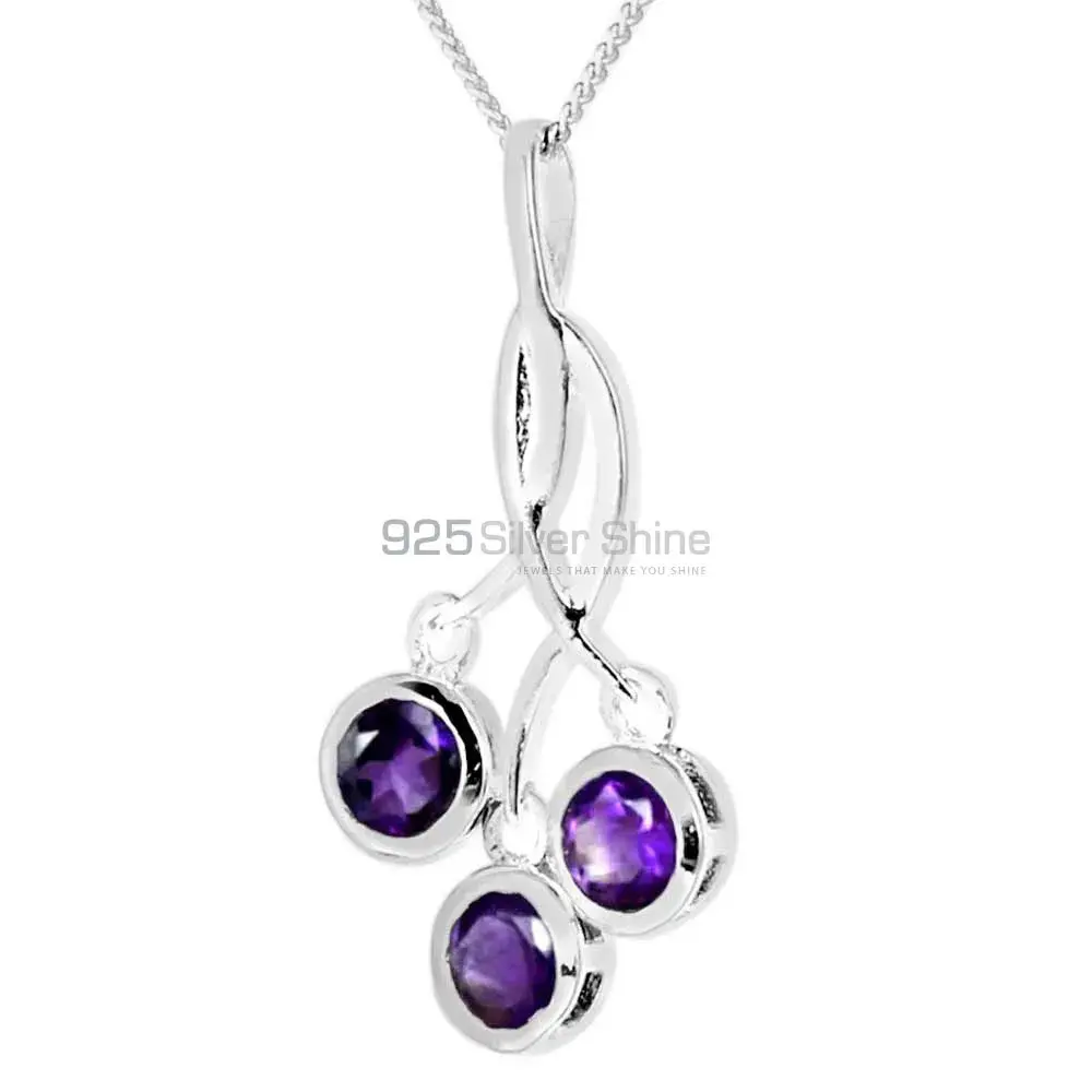 Wholesale Amethyst Gemstone Pendants Wholesaler In Fine Sterling Silver Jewelry 925SP227-4