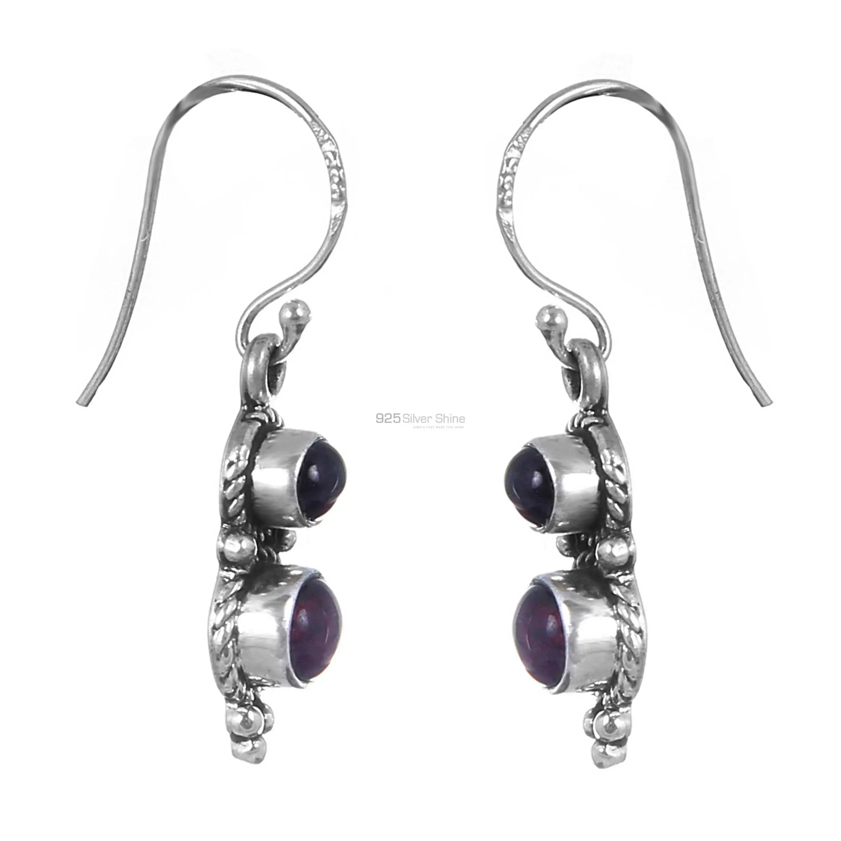 Garnet Gemstone Earring In Sterling Silver Jewelry 925SE177_1