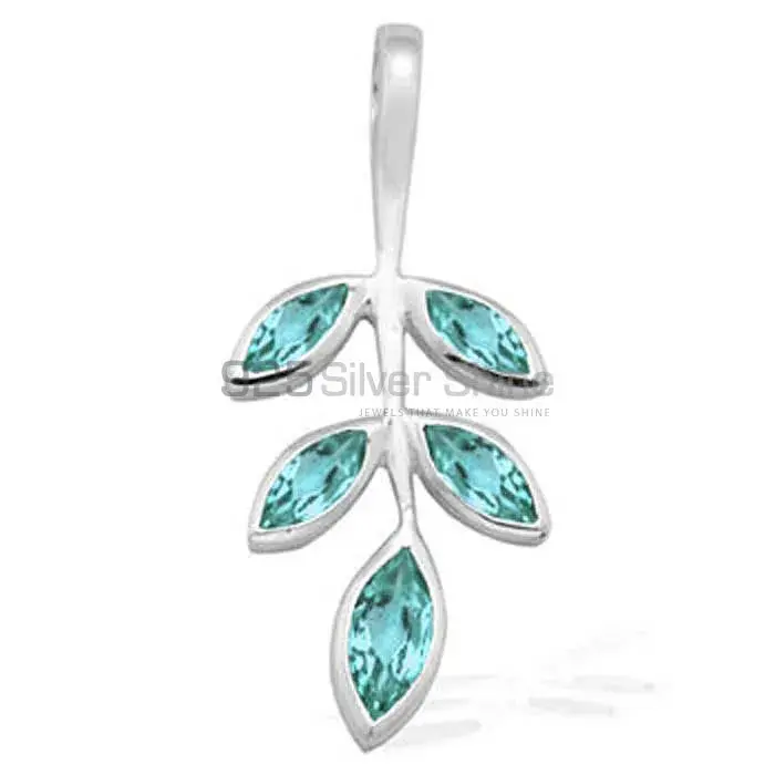 Blue Topaz Gemstone Handmade Pendants In 925 Sterling Silver Jewelry 925SP1546_0