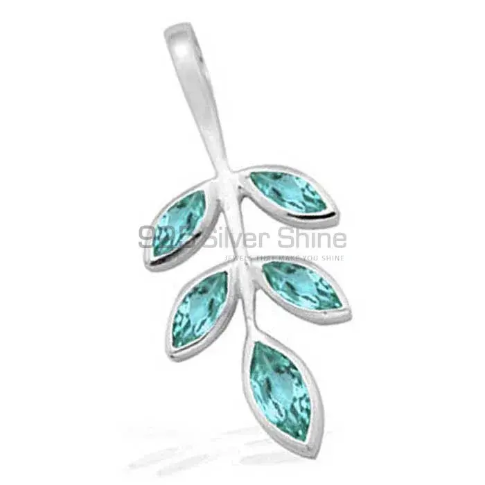 Wholesale Blue Topaz Gemstone Handmade Pendants In 925 Sterling Silver Jewelry 925SP1546_0