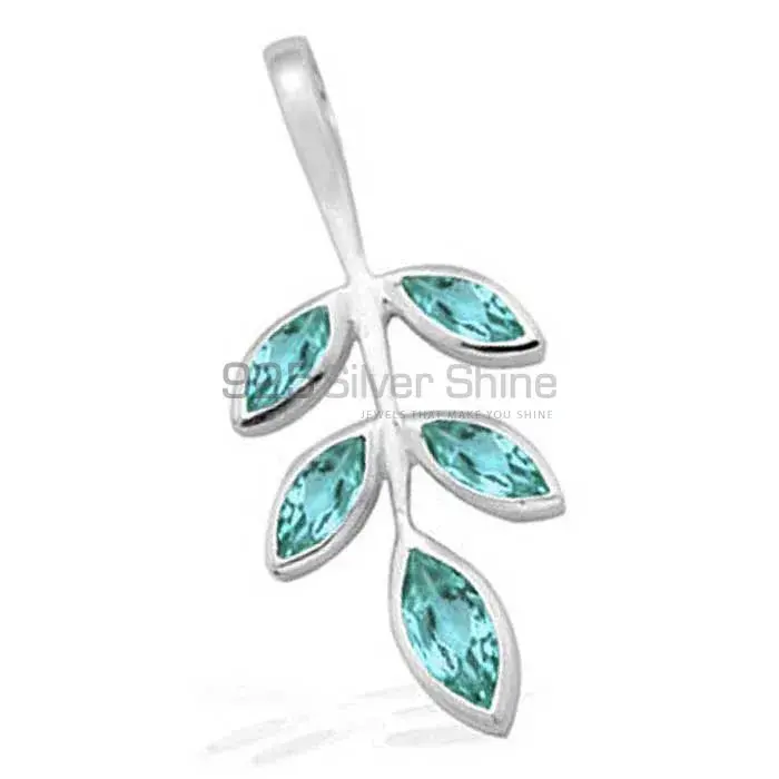 Blue Topaz Gemstone Handmade Pendants In 925 Sterling Silver Jewelry 925SP1546_1