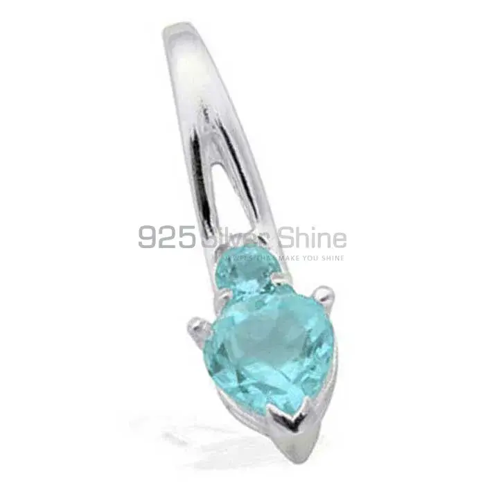 Blue Topaz Gemstone Handmade Pendants In 925 Sterling Silver Jewelry 925SP1596_1