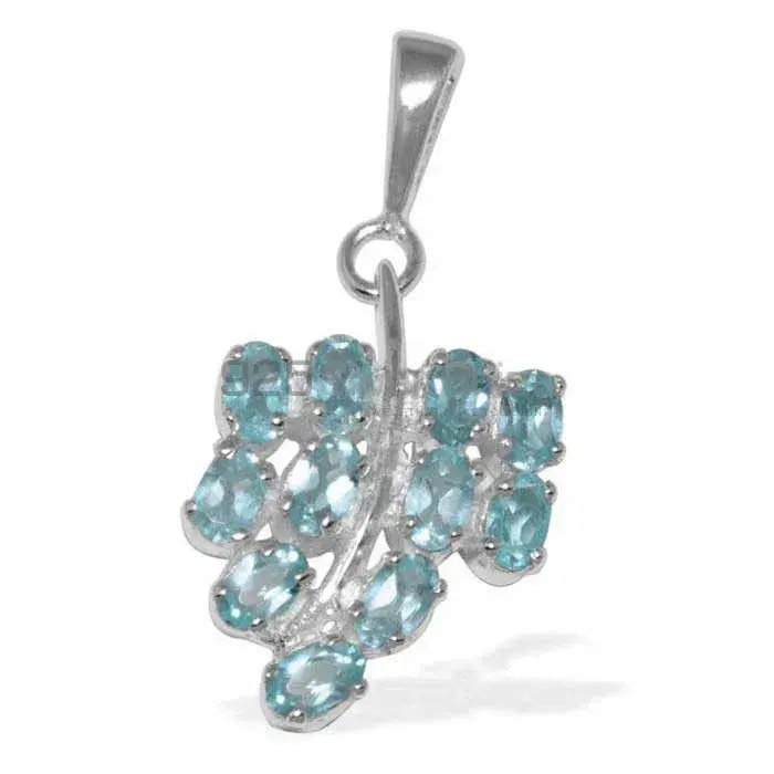 Wholesale Blue Topaz Gemstone Handmade Pendants In 925 Sterling Silver Jewelry 925SP1646