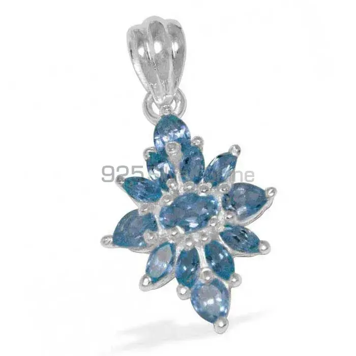 Wholesale Blue Topaz Gemstone Pendants Exporters In 925 Solid Silver Jewelry 925SP1514_0