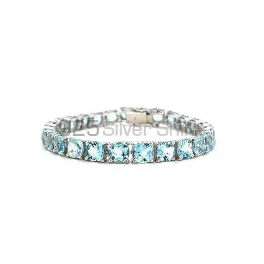 Wholesale Blue Topaz Gemstone Tennis Bracelets In 925 Sterling Silver Jewelry 925SB230