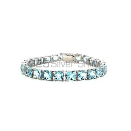Blue Topaz Gemstone Tennis Bracelets In 925 Sterling Silver Jewelry 925SB230