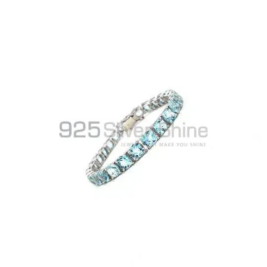 Wholesale Blue Topaz Gemstone Tennis Bracelets In 925 Sterling Silver Jewelry 925SB230_0