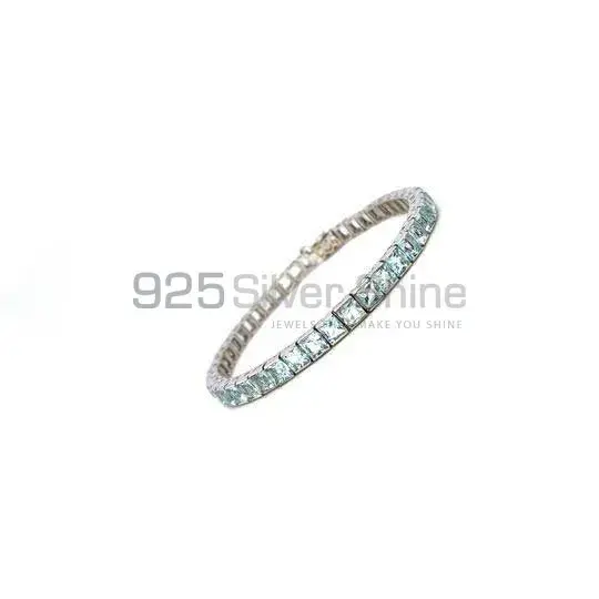 Wholesale Blue Topaz Gemstone Tennis Bracelets In Solid Sterling Silver Jewelry 925SB186_0