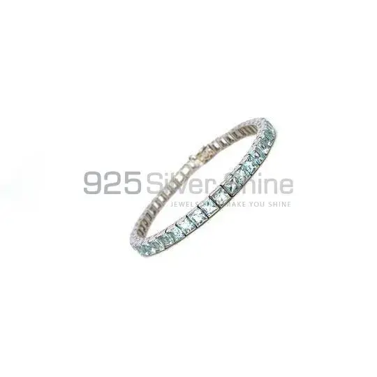 Blue Topaz Gemstone Tennis Bracelets In Solid Sterling Silver Jewelry 925SB186_0