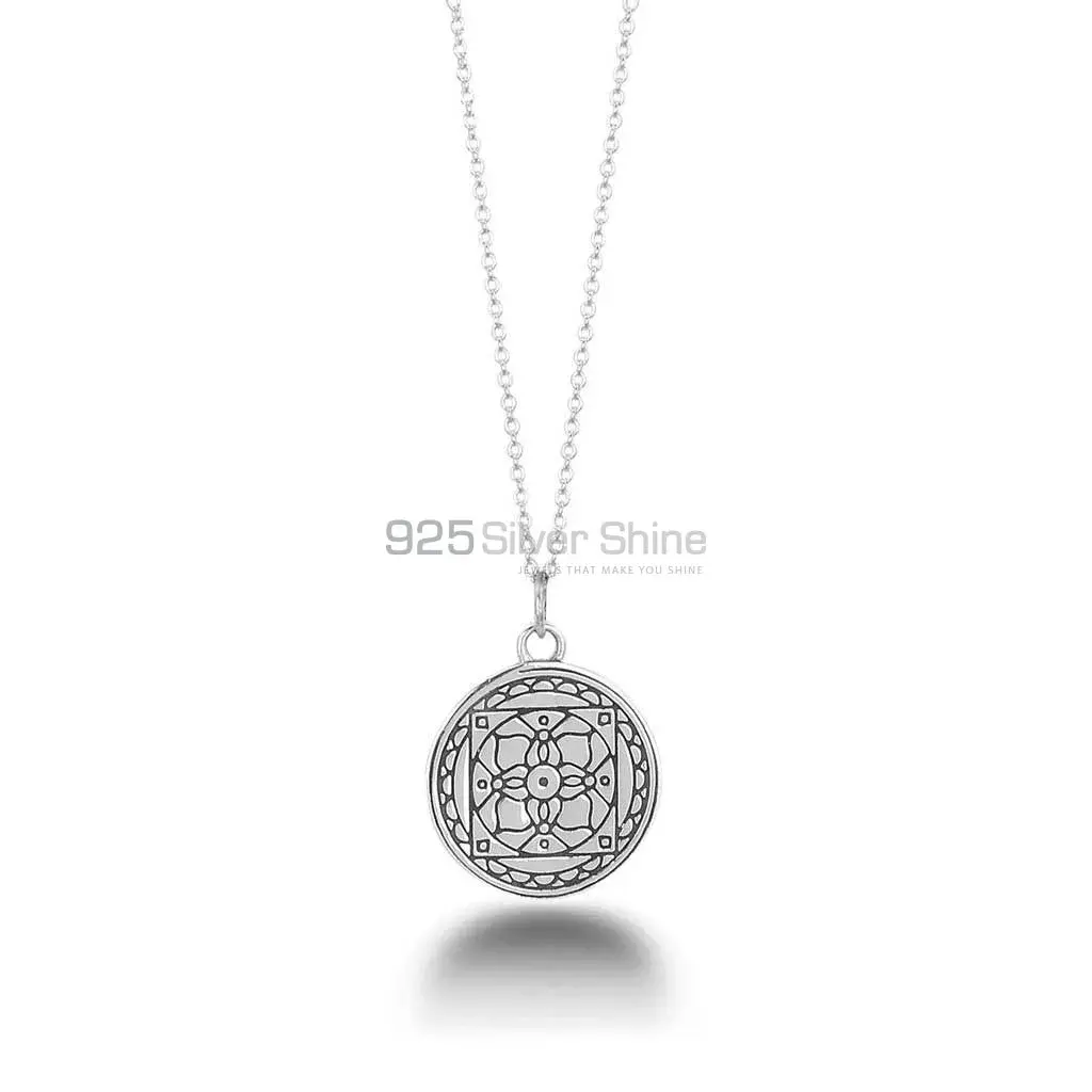 Wholesale Chakra Symbol Mandala Pendant In Sterling Silver 925MN139