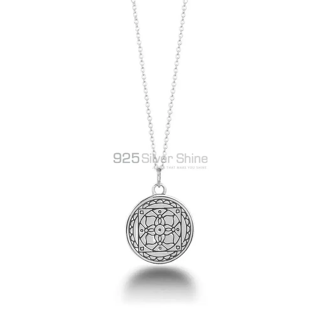 Chakra Symbol Mandala Pendant In Sterling Silver 925MN139