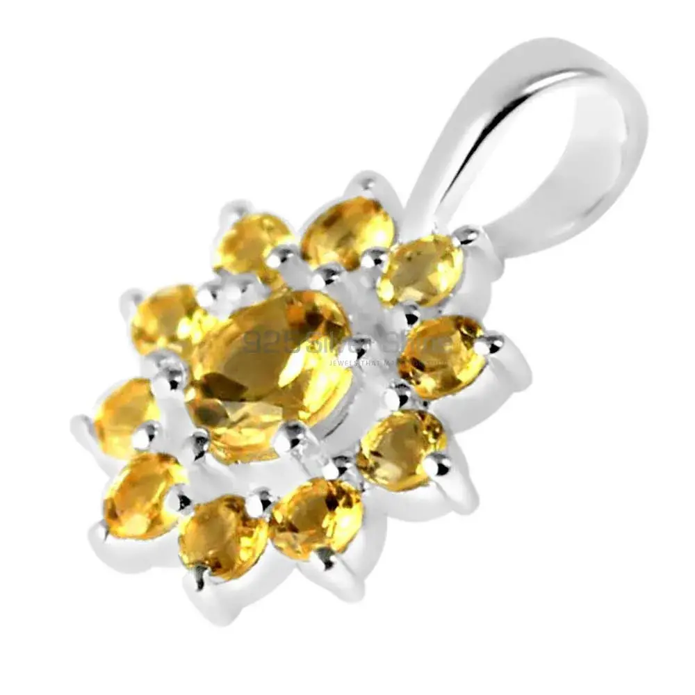 Wholesale Citrine Gemstone Handmade Pendants In Solid Sterling Silver Jewelry 925SP250-10_0