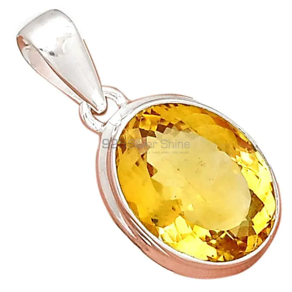 Wholesale Citrine Gemstone Pendants Exporters In 925 Solid Silver Jewelry 925SP189-1
