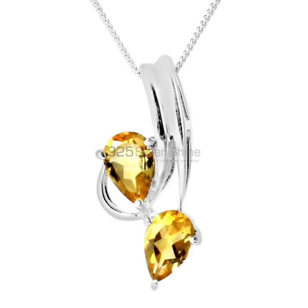 Wholesale Citrine Gemstone Pendants Exporters In 925 Solid Silver Jewelry 925SP221-2