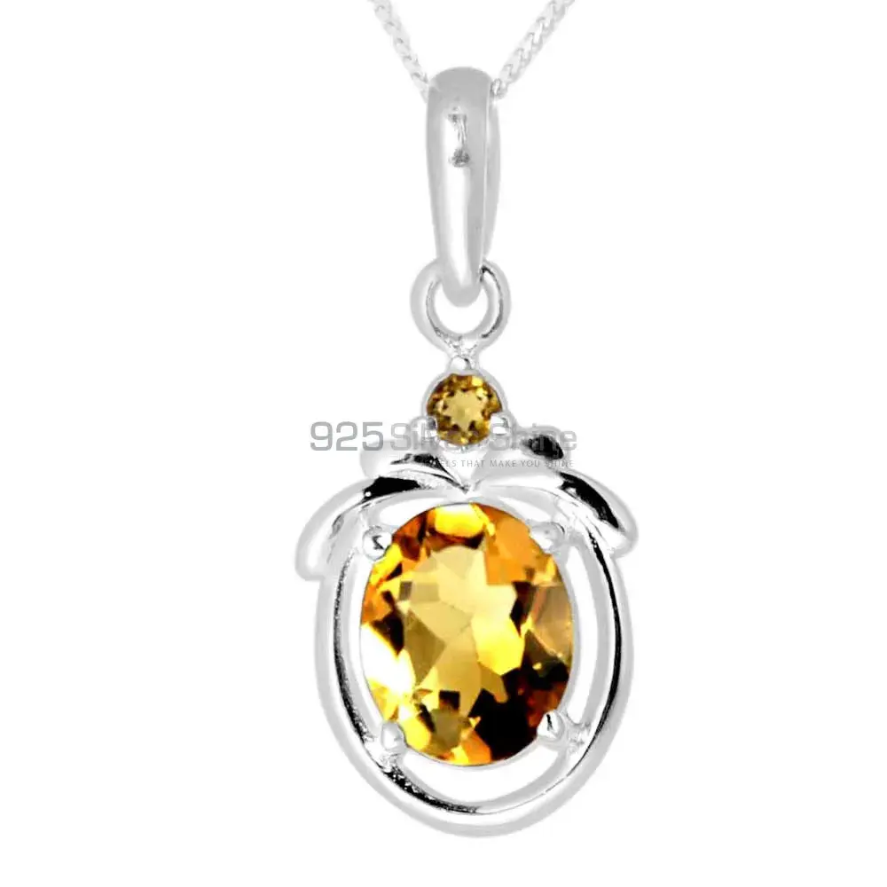 Wholesale Citrine Gemstone Pendants Wholesaler In Fine Sterling Silver Jewelry 925SP259-4