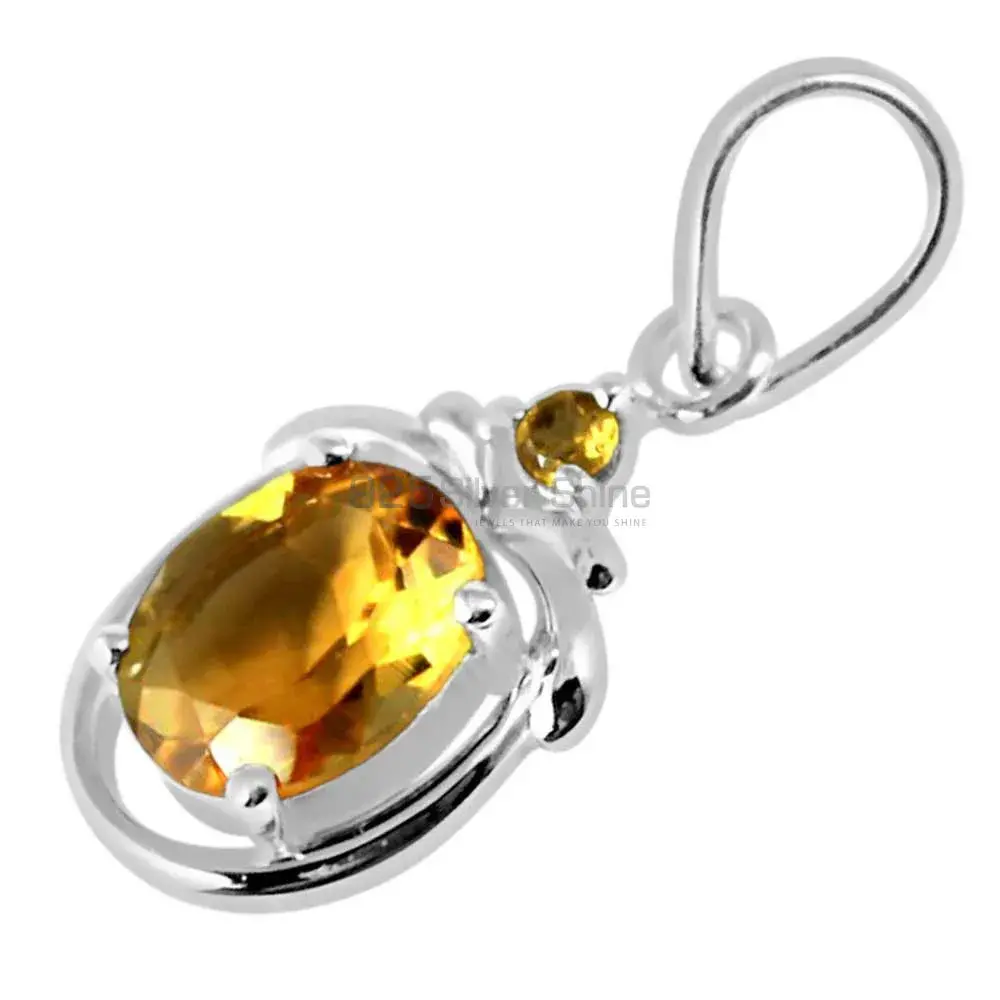 Wholesale Citrine Gemstone Pendants Wholesaler In Fine Sterling Silver Jewelry 925SP259-4_0