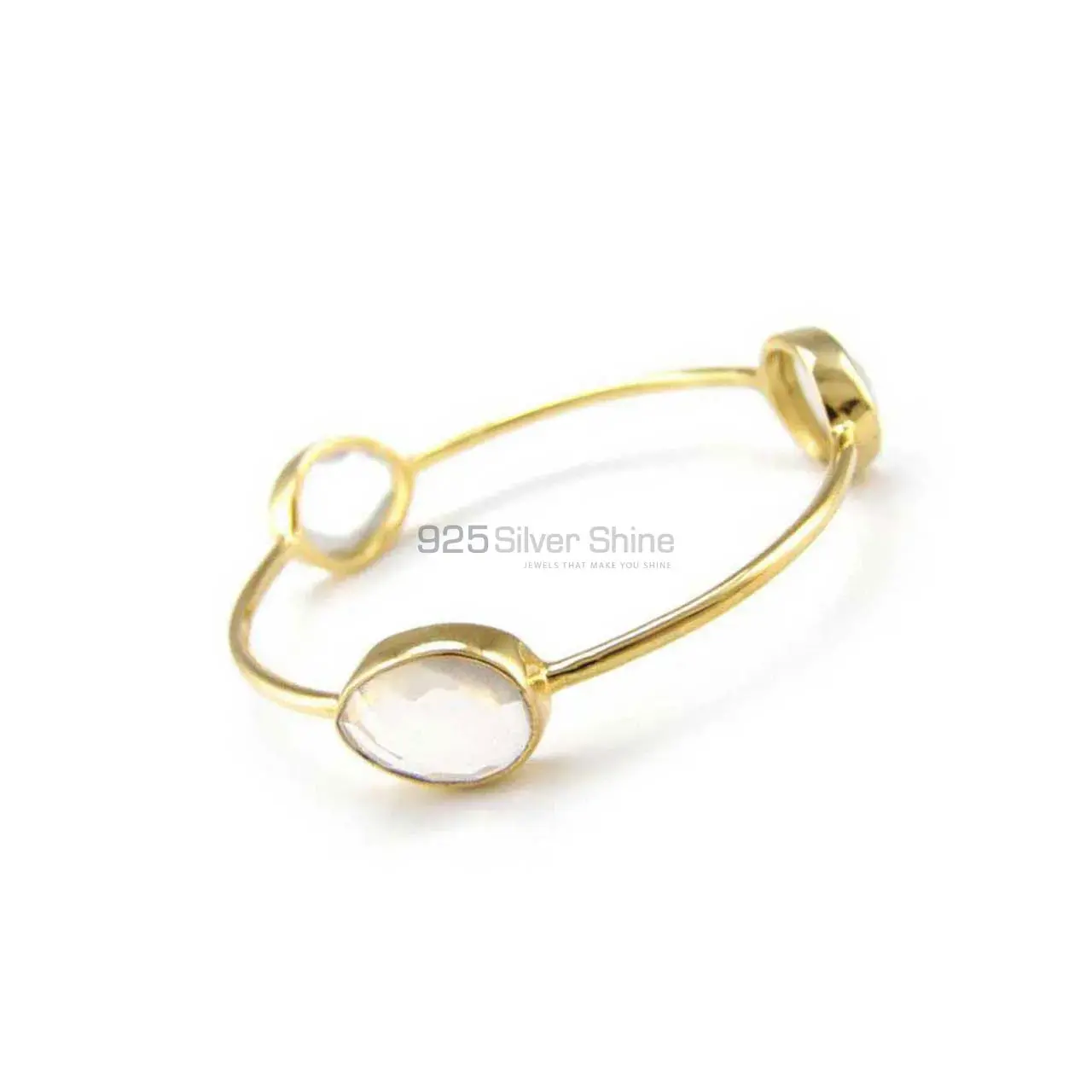 Crystal Gemstone Bracelet In Solid 925 Silver Gold Plated 925SSB79_0