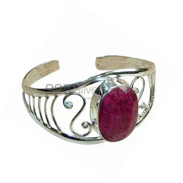 Dyed Ruby Gemstone Cuff Bangles In 925 Sterling Silver 925SSB129