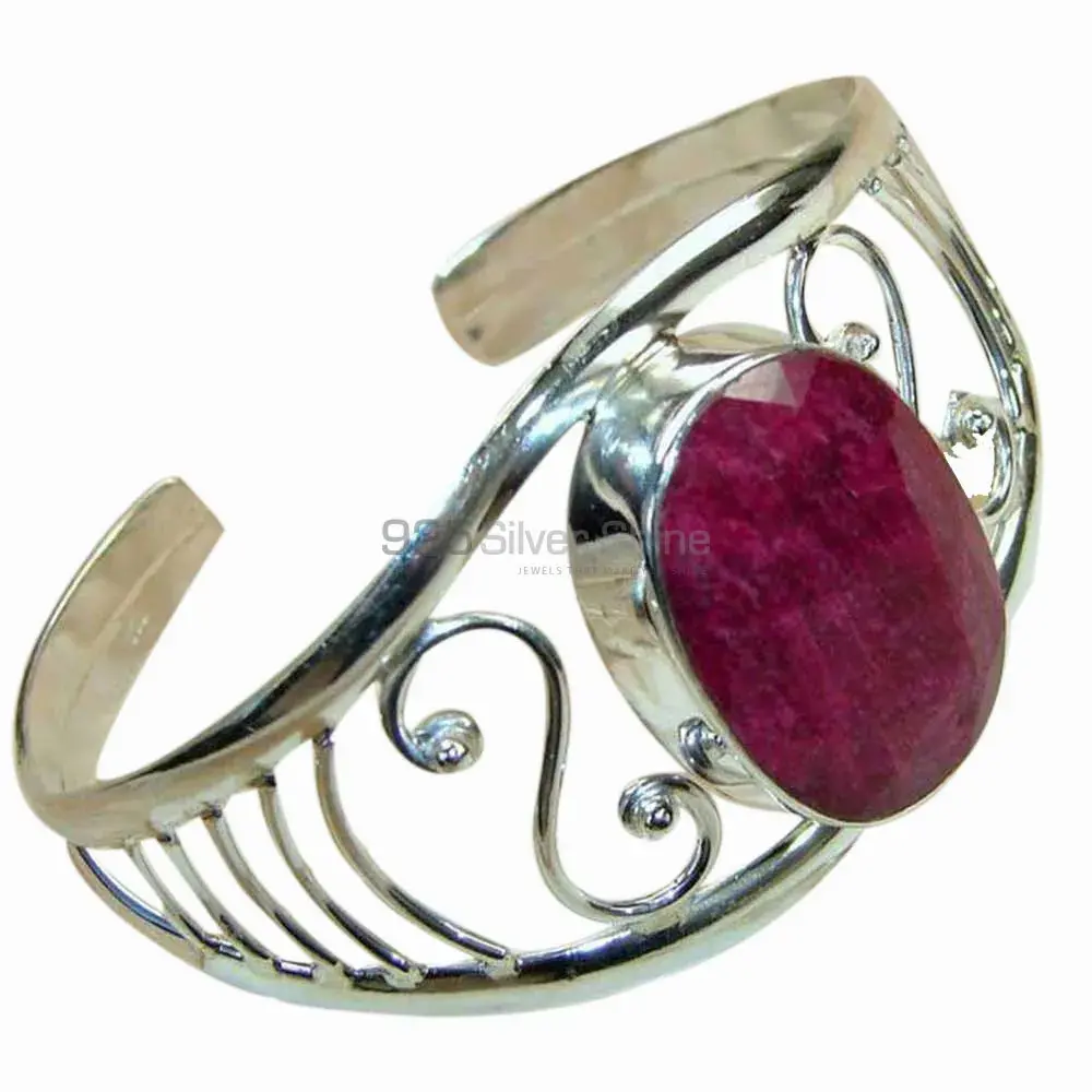 Wholesale Dyed Ruby Gemstone Designer Cuff Bangles In 925 Sterling Silver 925SSB129_0