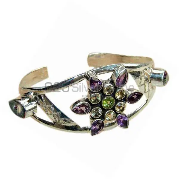 Faceted Multi Gemstone Cuff Bangles In 925 Silver 925SSB171_0