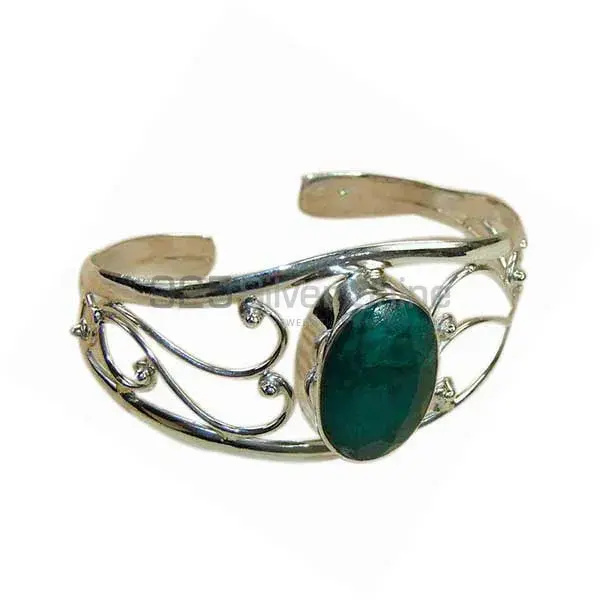 Faceted Dyed Emerald Gemstone Cuff Bangles In 925 Sterling Silver 925SSB173_0