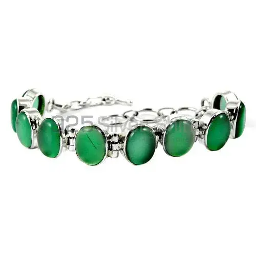 Fine Sterling Silver Bracelets In Green Onyx Gemstone 925SB389