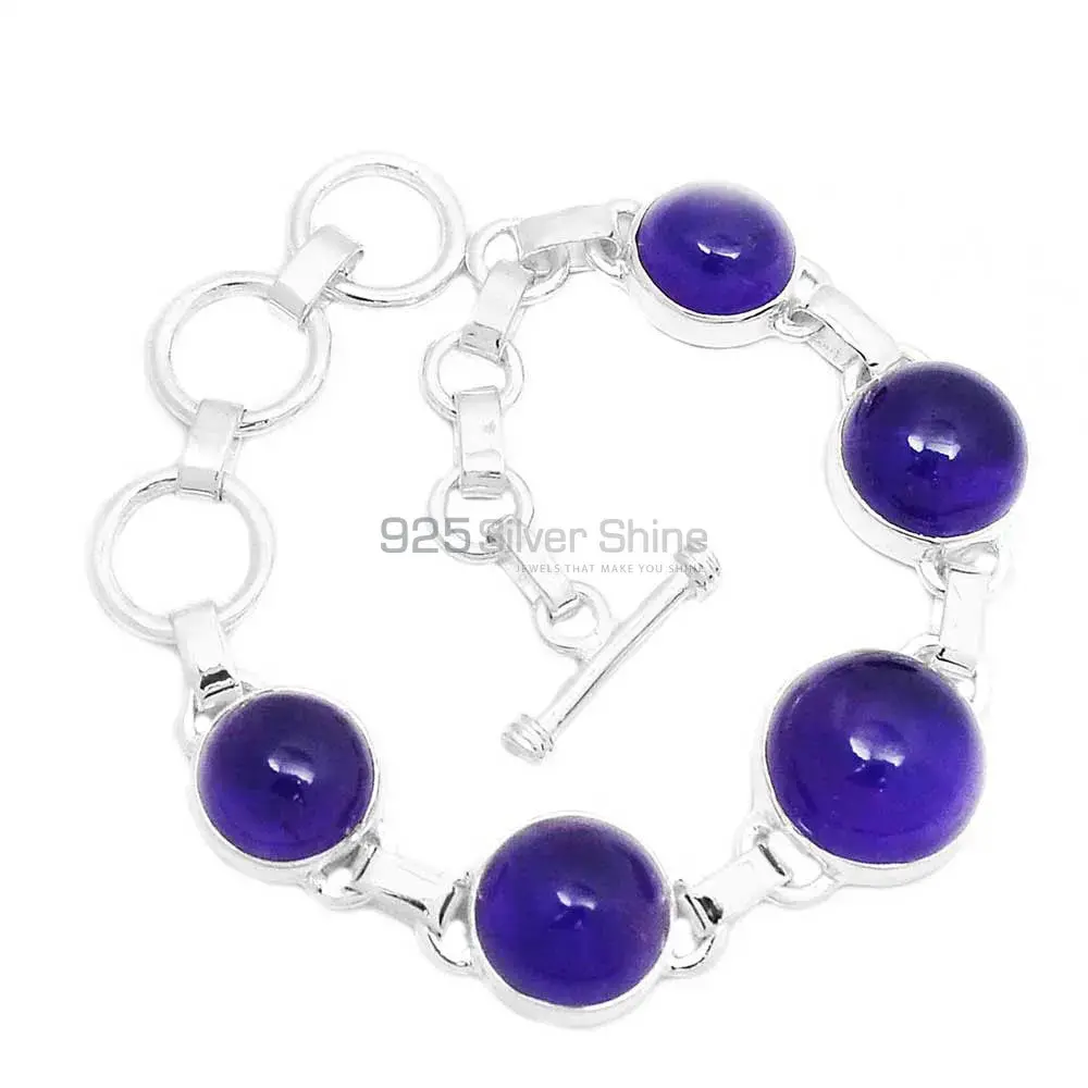 Fine Sterling Silver Bracelets In Amethyst Gemstone Jewelry 925SB258-2_0