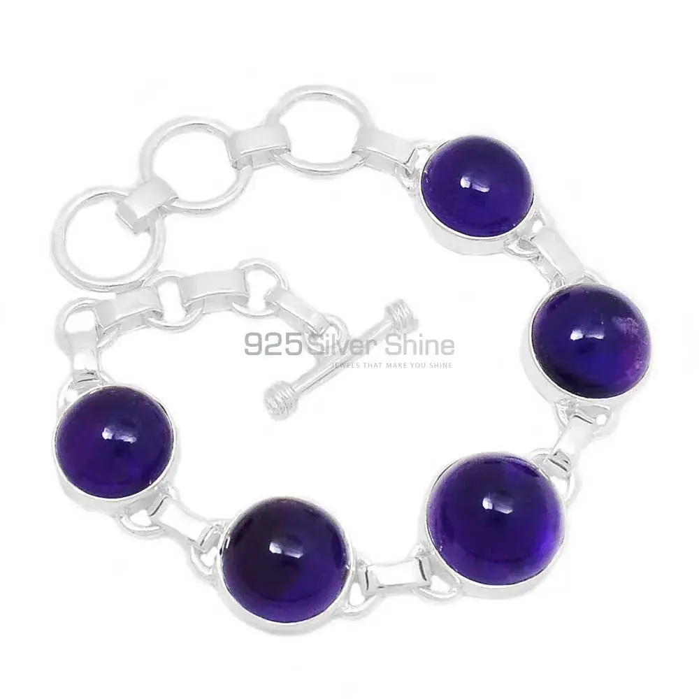 Fine Sterling Silver Bracelets In Amethyst Gemstone Jewelry 925SB258-2_2