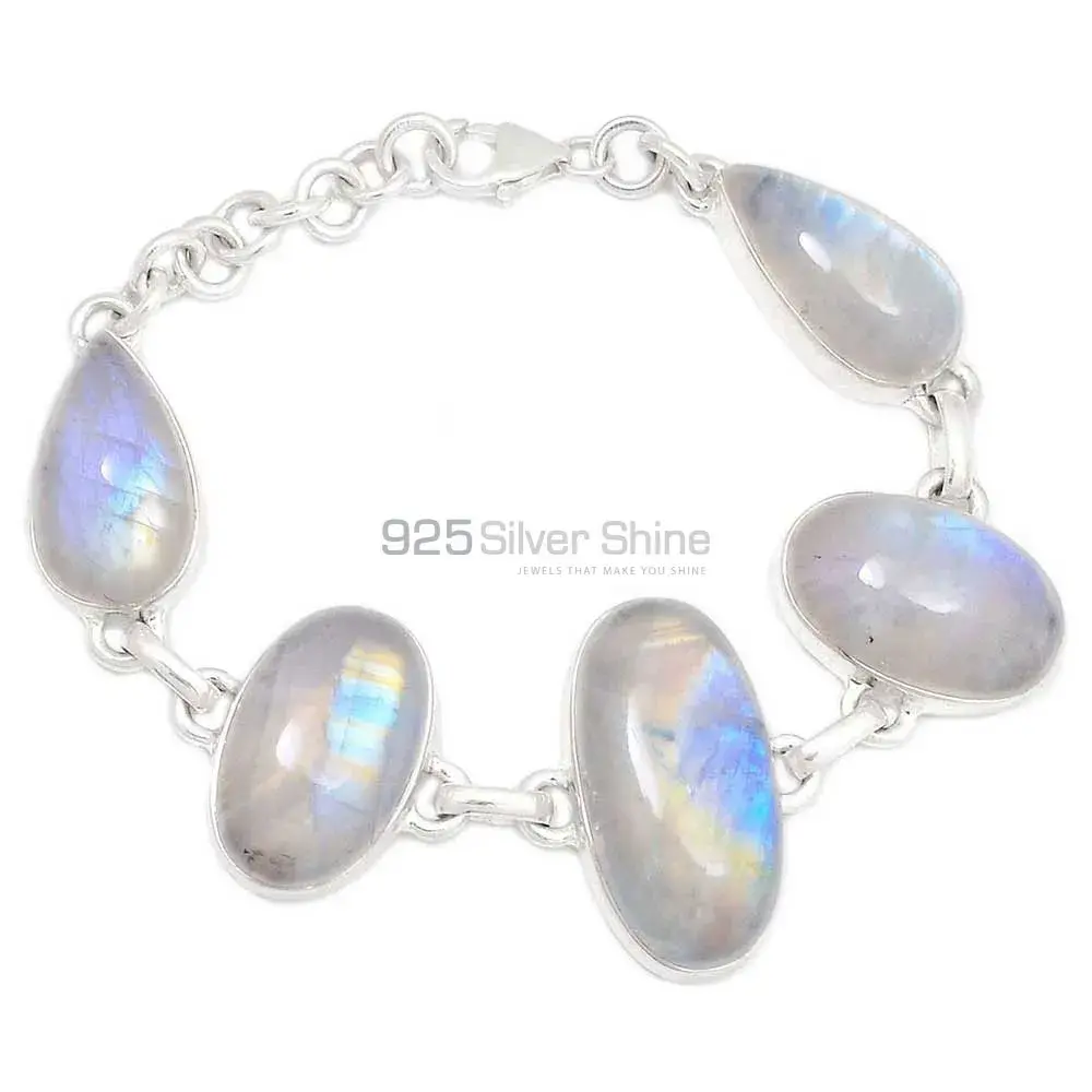 Fine Sterling Silver Bracelets In Rainbow Moonstone Jewelry 925SB273