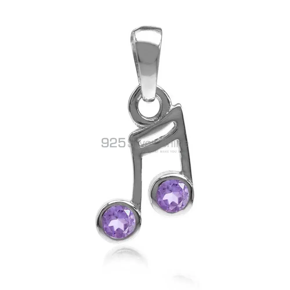 Fine Sterling Silver Pendants In Amethyst Gemstone Jewelry 925SP07-1_0
