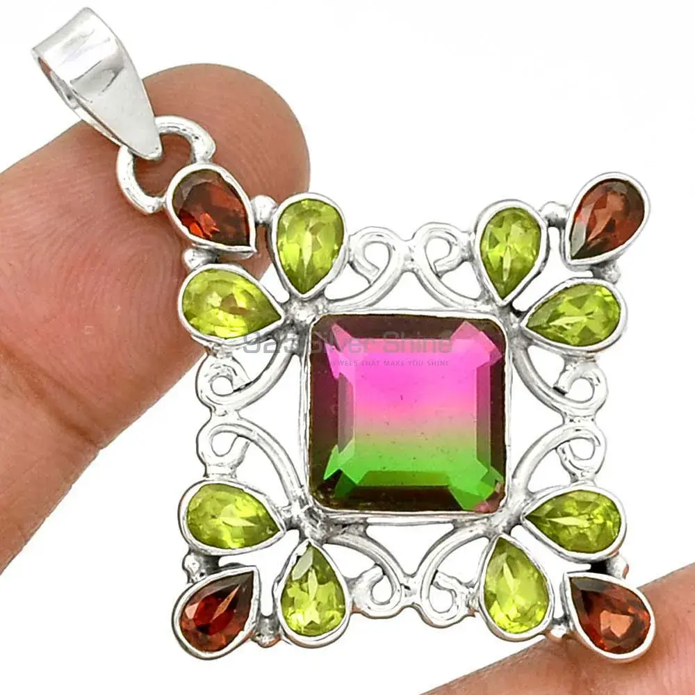 Wholesale Fine Sterling Silver Pendants In Multi Gemstone Jewelry 925SP37-6