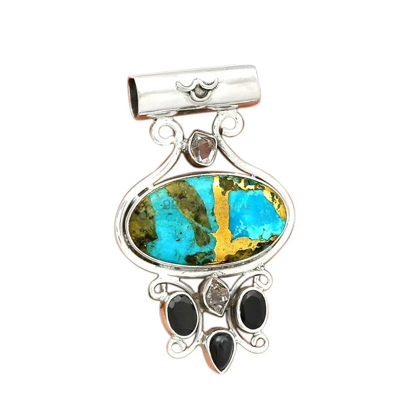 Fine Sterling Silver Pendants In Multi Gemstone Jewelry 925SP50-2_2
