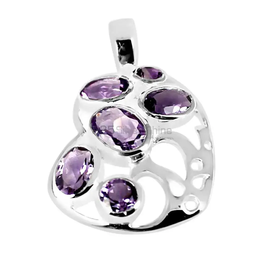 Fine Sterling Silver Pendants In Amethyst Gemstone Jewelry 925SP230-8_0