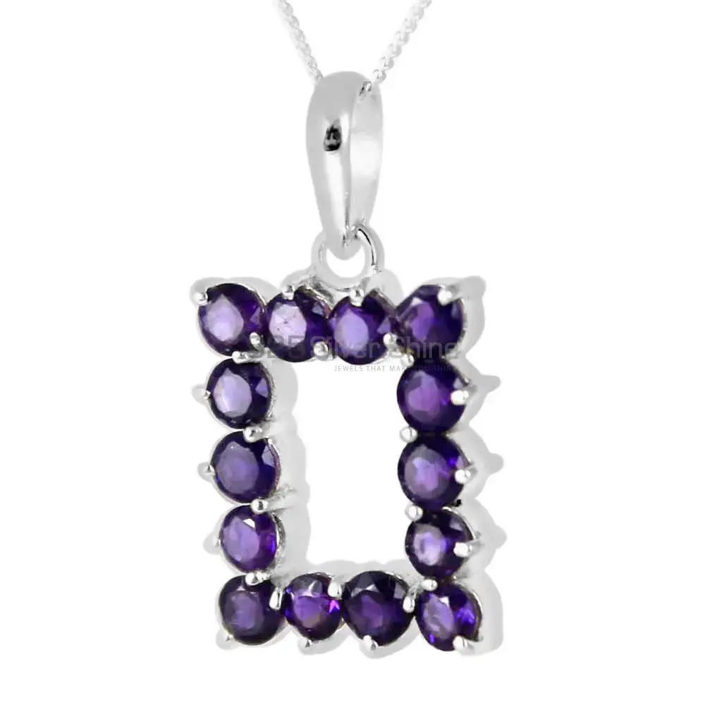 Fine Sterling Silver Pendants In Amethyst Gemstone Jewelry 925SP255-3_0