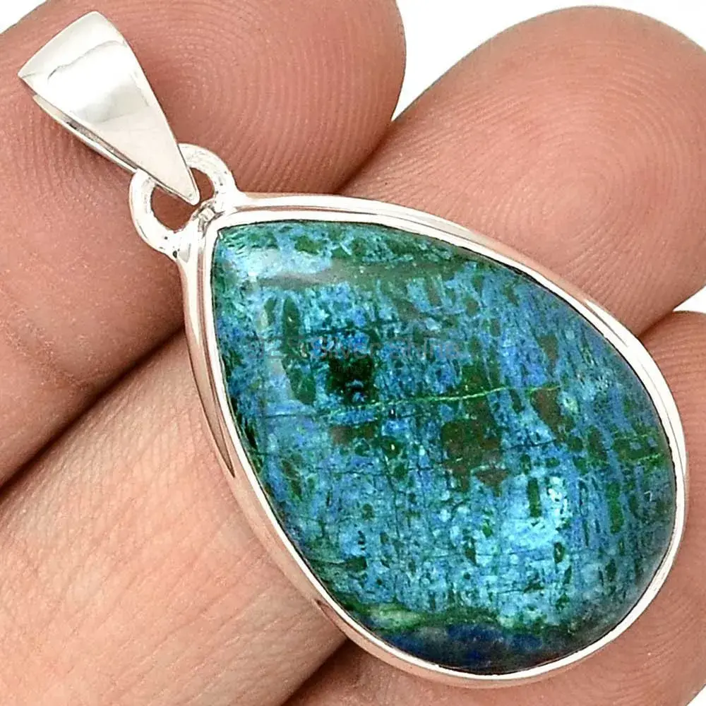 Wholesale Fine Sterling Silver Pendants In Azurite Malachite Gemstone Jewelry 925SP158_4