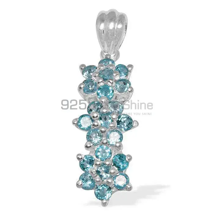 Wholesale Fine Sterling Silver Pendants In Blue Topaz Gemstone Jewelry 925SP1483