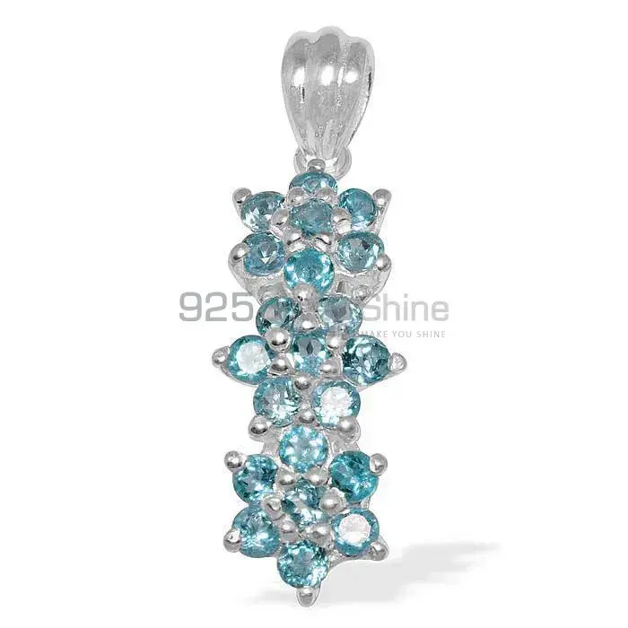 Fine Sterling Silver Pendants In Blue Topaz Gemstone Jewelry 925SP1483_0