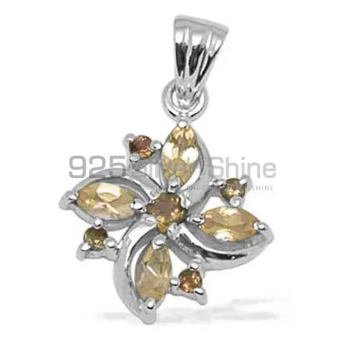 Fine Sterling Silver Pendants In Citrine Gemstone Jewelry 925SP1383