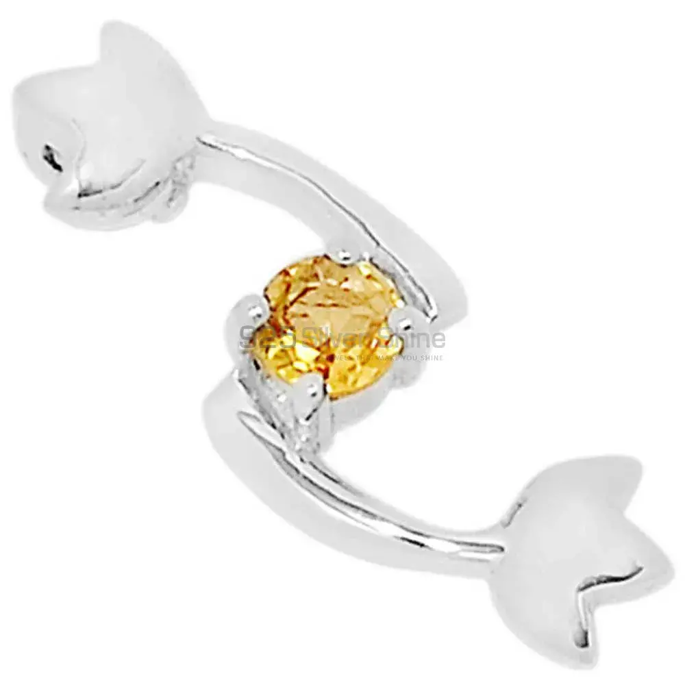 Fine Sterling Silver Pendants In Citrine Gemstone Jewelry 925SSP326-3